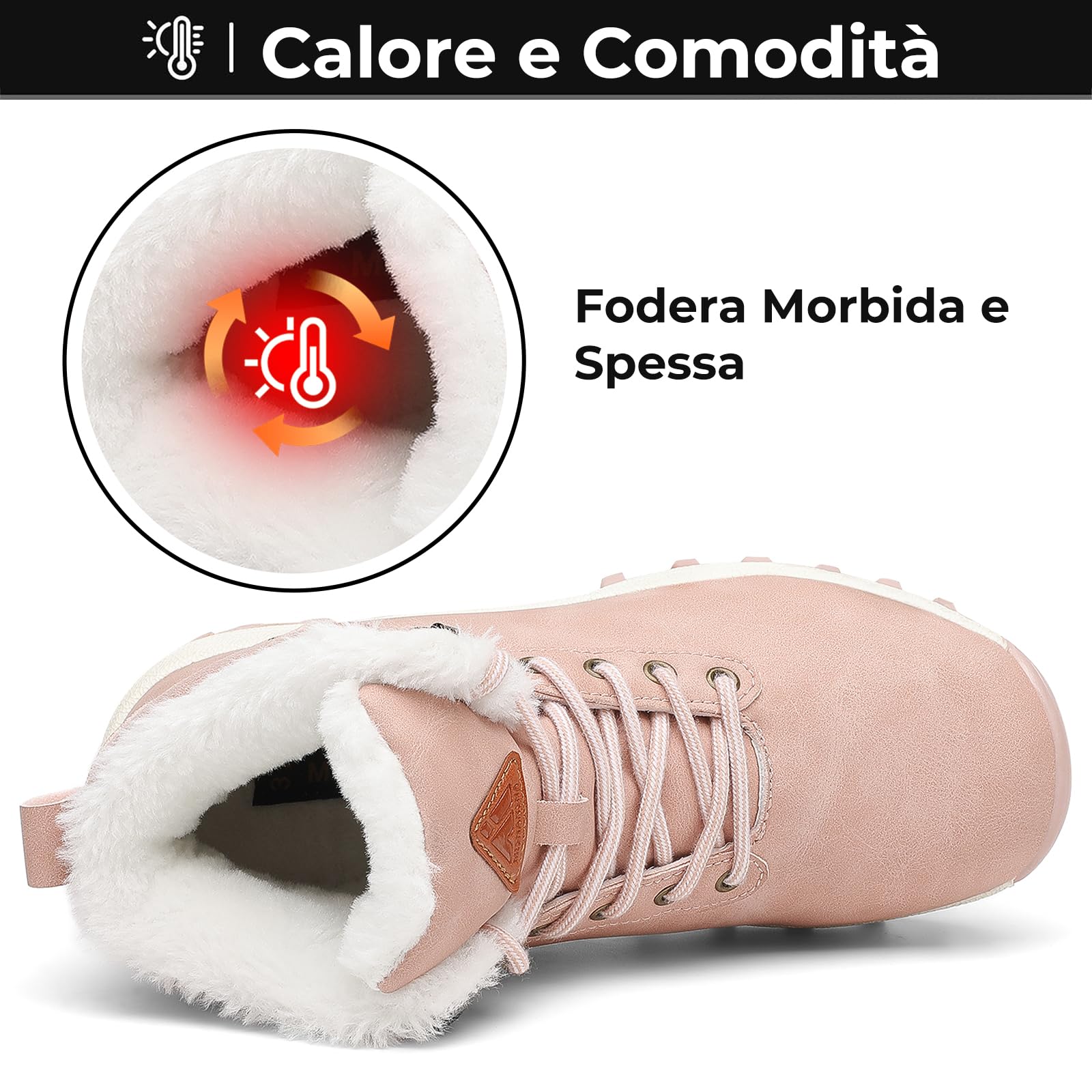 Mishansha Stivali da Neve Uomo Inverno Scarpe Pelliccia Donna Caldi Scarponcini Trekking Imbottiti 36-48