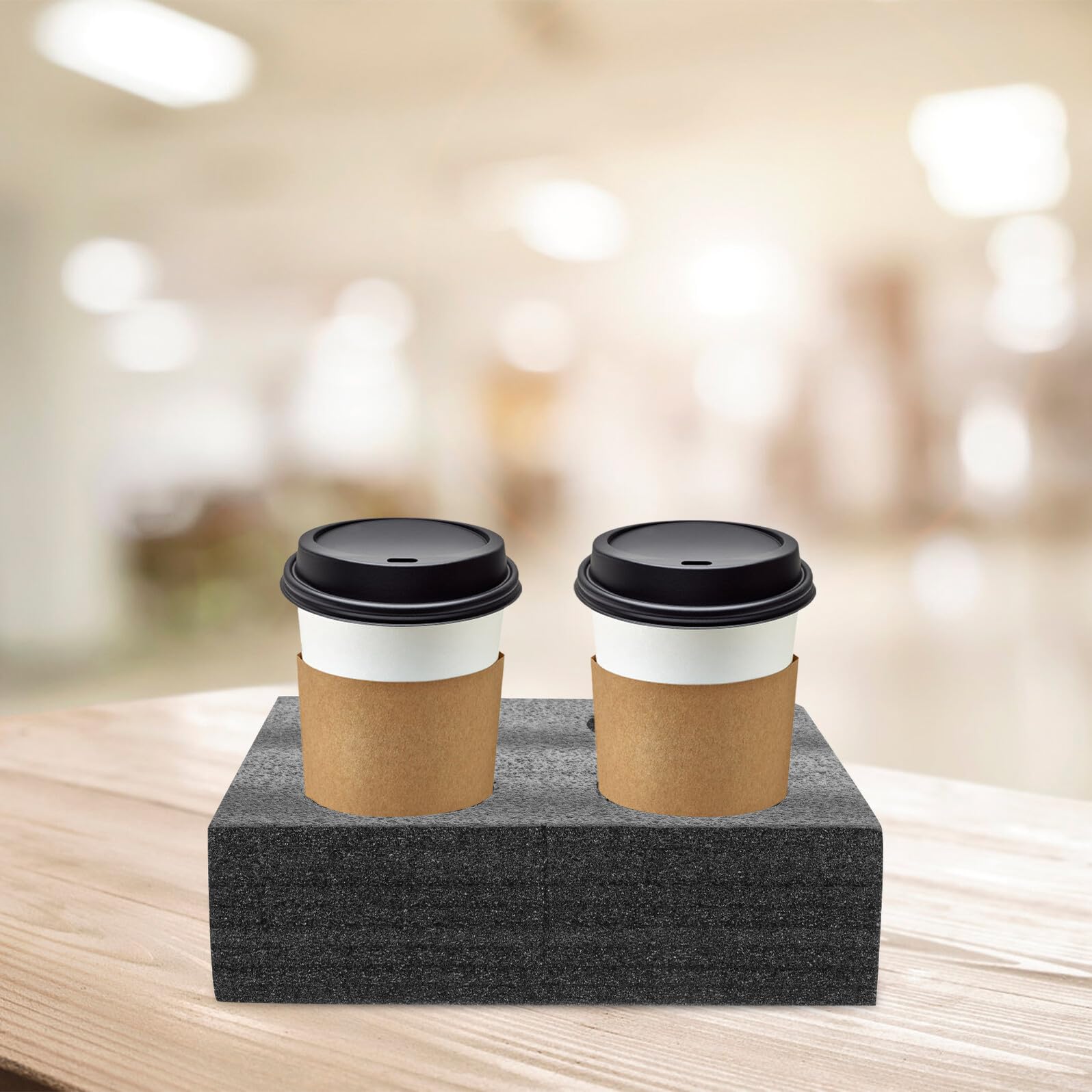 4 piezas Bandejas Portavasos Perlas Negras Soporte Anti-caídas para Bebidas para Llevar para Cafeterías Oficinas y Restaurantes con Portavasos Dobles y Cuádruples Ligero y