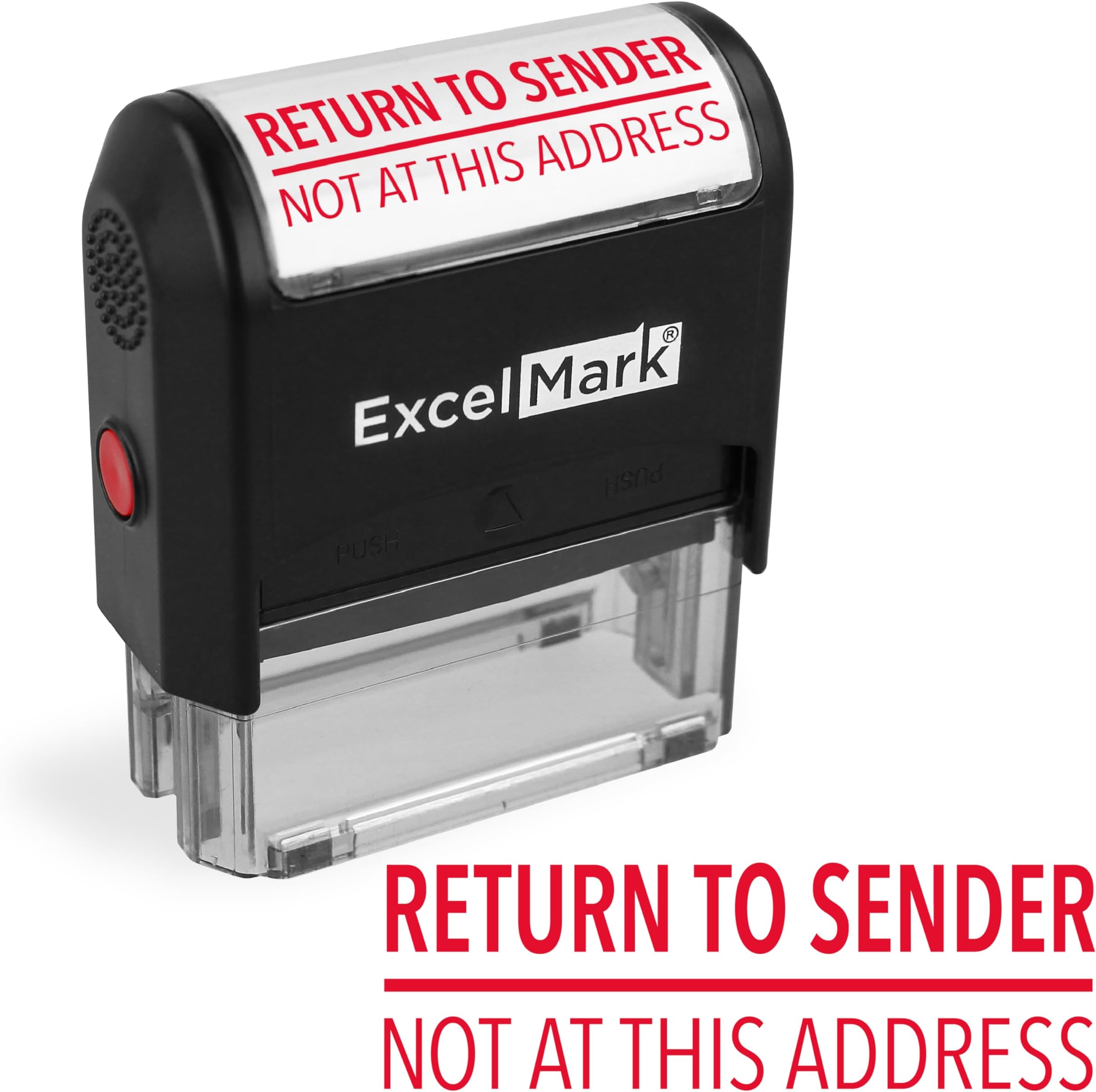 ExcelMark Self-Inking Rubber Stamp - Return to Sender Not at This Address - Red Ink (Large)