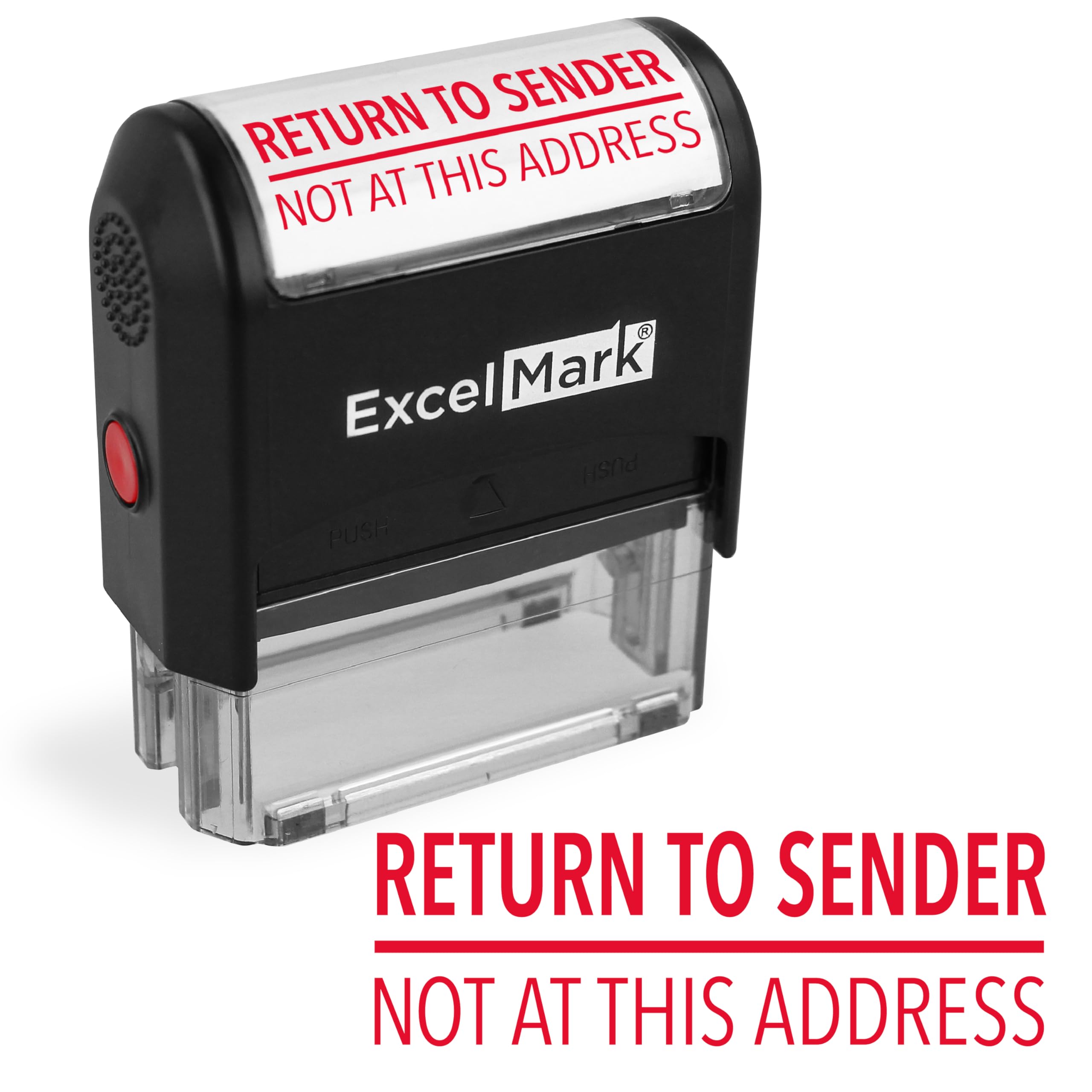 ExcelMark Self-Inking Rubber Stamp - Return to Sender Not at This Address - Red Ink (Large)