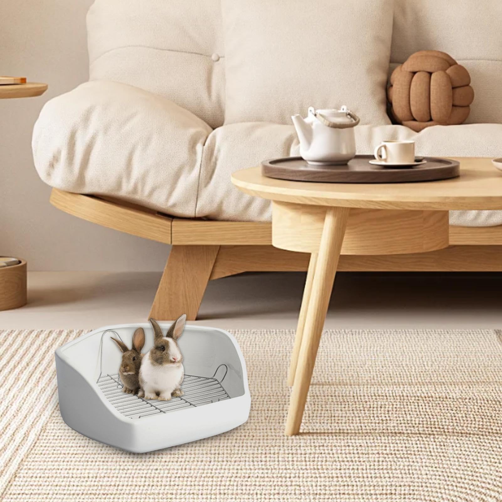 Ecktoilette für Kaninchen, hygienische Katzentoilette mit Netz