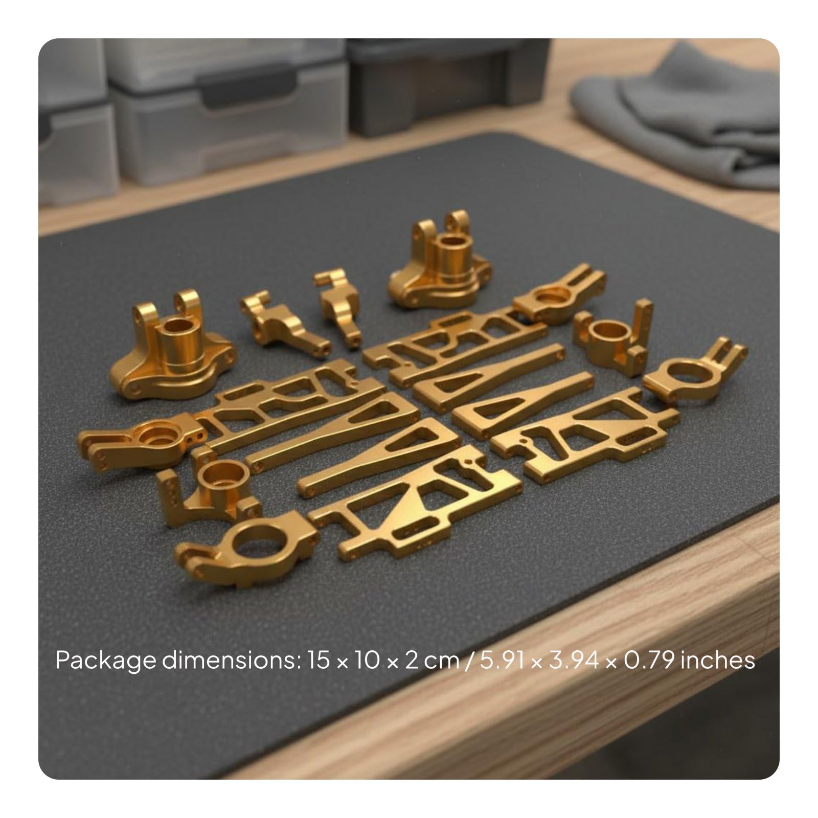 Piezas para Coche RC Kit de Suspensión Brazo de Control Soportes Dirección Copas Rueda Metal Compatibles Wltoys Instalación Sencilla Adecuadas para, Oro