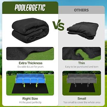 12 x 24 Foot Rectangle Pool Liner Pad for Above Ground Pools, Under Pool Mat Prevents Puncture, Weed Barrier, Extend Liner Life, Black