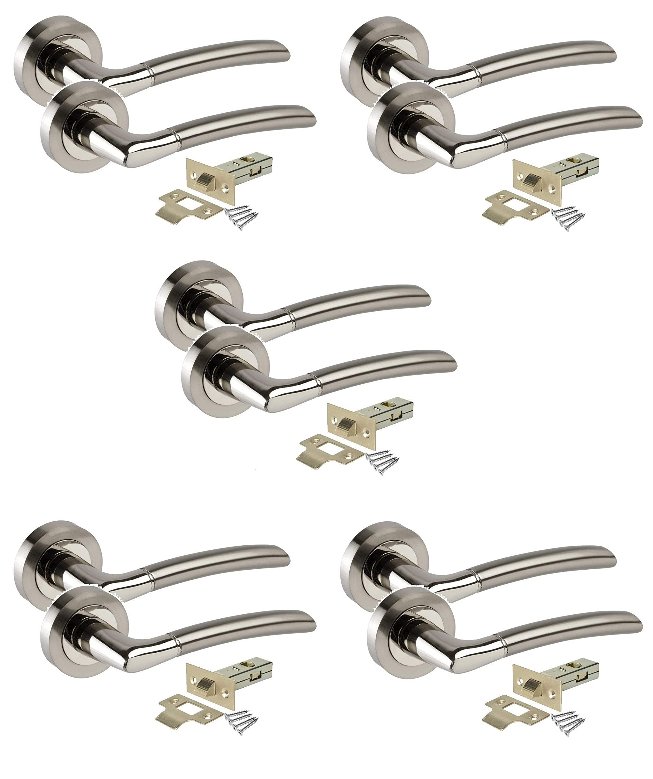 Golden Grace Duo Chrome Indiana Modern Handle Set 5 Pack - Silver