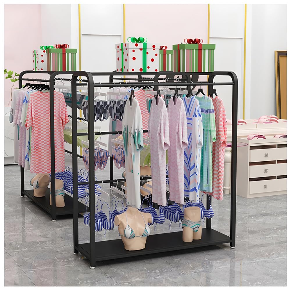 Scaffali Appendiabiti In Metallo Per Negozi Di Abbigliamento, Espositore Da Pavimento Per Biancheria Intima, Sciarpe, Mutandine, Calze, Pantofole E Pantaloncini, Facile Da Installare, Nero - 120X40X1