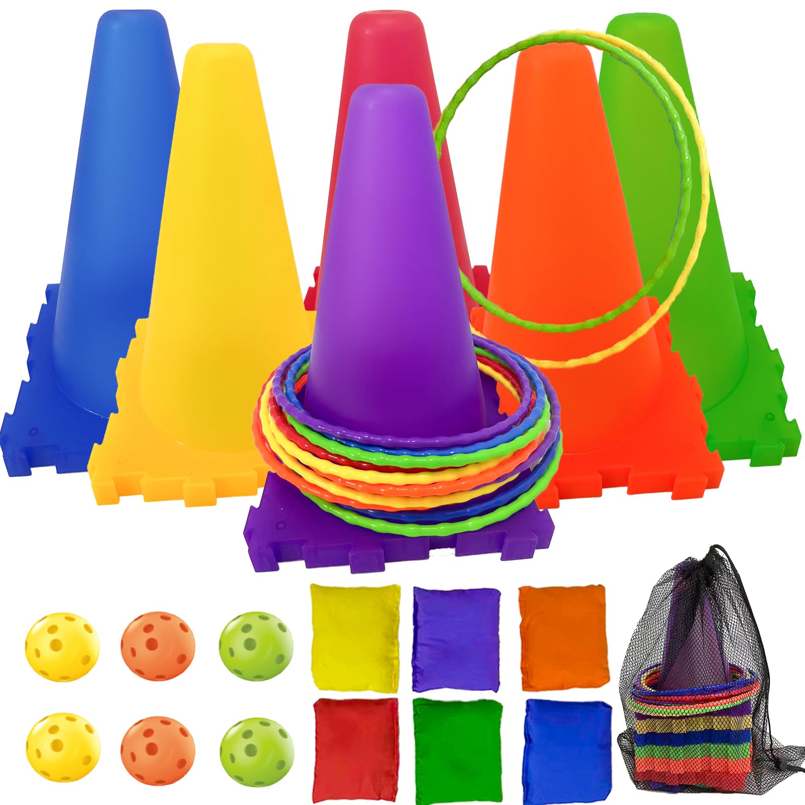 Outdoor Indoor Games Activities For Kids, Pop And Catch Ball Family Games With 6 Launcher Baskets And 10 Balls, Summer Beach Yard Sport Birthday Party Gifts Toys For Kids Ages 4 5 6 8 12+ Years Old