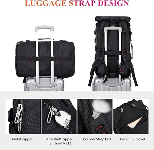 Miniatura 6 de WITZMAN Mochila de viaje de mano para hombre, bolsas de lona para laptop de 17 pulgadas, aprobada por aerolíneas, mochila para laptop, Negro -,