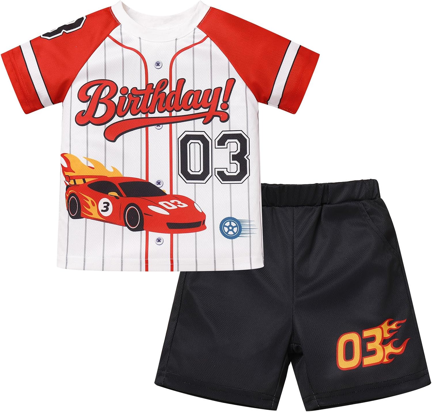 Boys 3rd Birthday Outfit Race Car Short Sleeve T-Shirt and Short