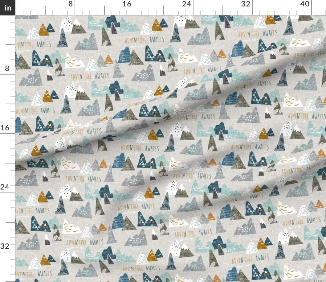 Spoonflower Fabric - Boho, Mountain, Adventure, Geometric, Blue, Nursery Printed on Petal Signature Cotton Fabric by The Yard - Sewing Quilting Apparel Crafts Decor