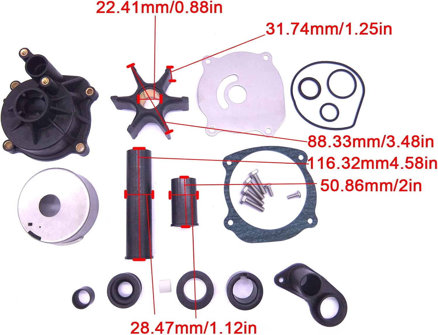 SouthMarine Boat Motor 435929 5001595 0435929 777802 0435929 0777802 Water Pump Repair Kit with Housing for Evinrude Johnson OMC BRP V4 V6 V8 75-250HP Outboard Engine,for Sierra Marine 18-3315-2