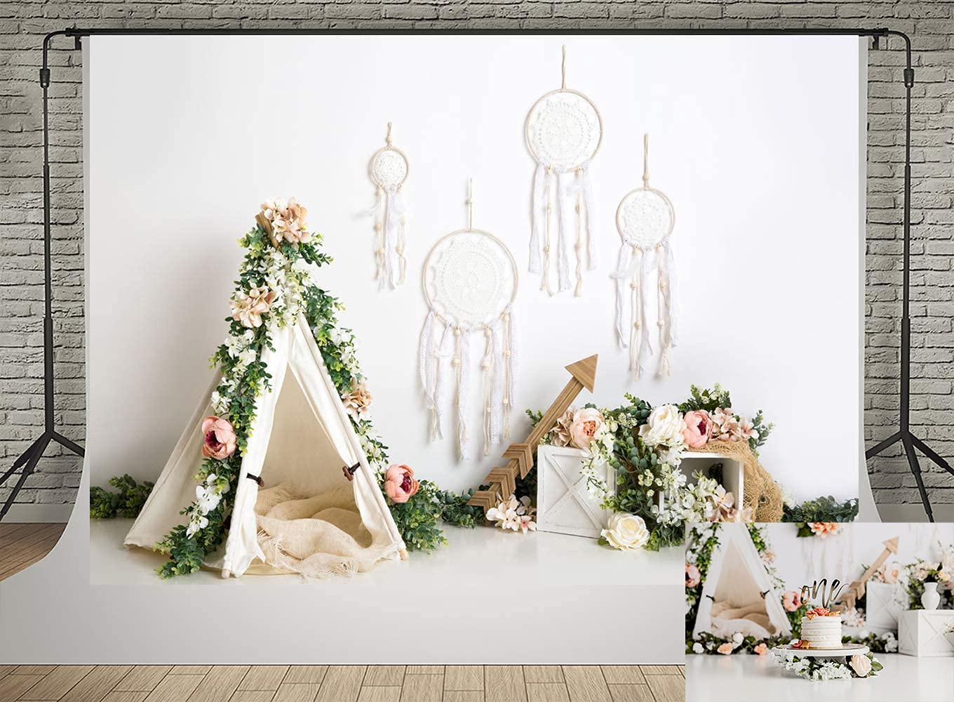 Kate 7x5ft Tent Camping Theme Photography Backdrops Color Flowers and Dream Catcher Backgrounds Photo Studio Children Baby Shower Photocall Props