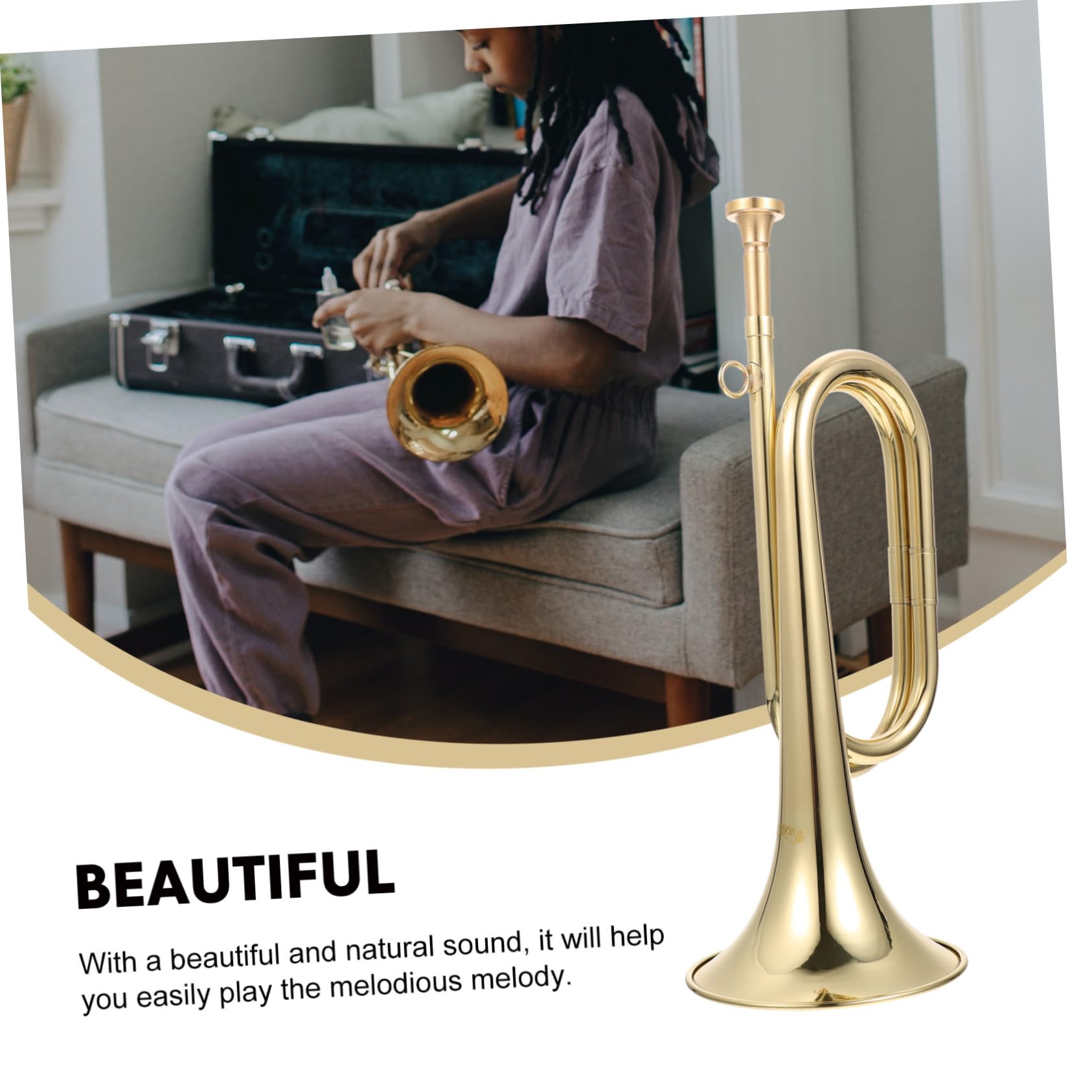 Tromba Facile da Trasportare Strumento Musicale in Ottone Bugle per Principianti e Comoda da Riporre per Orchestra