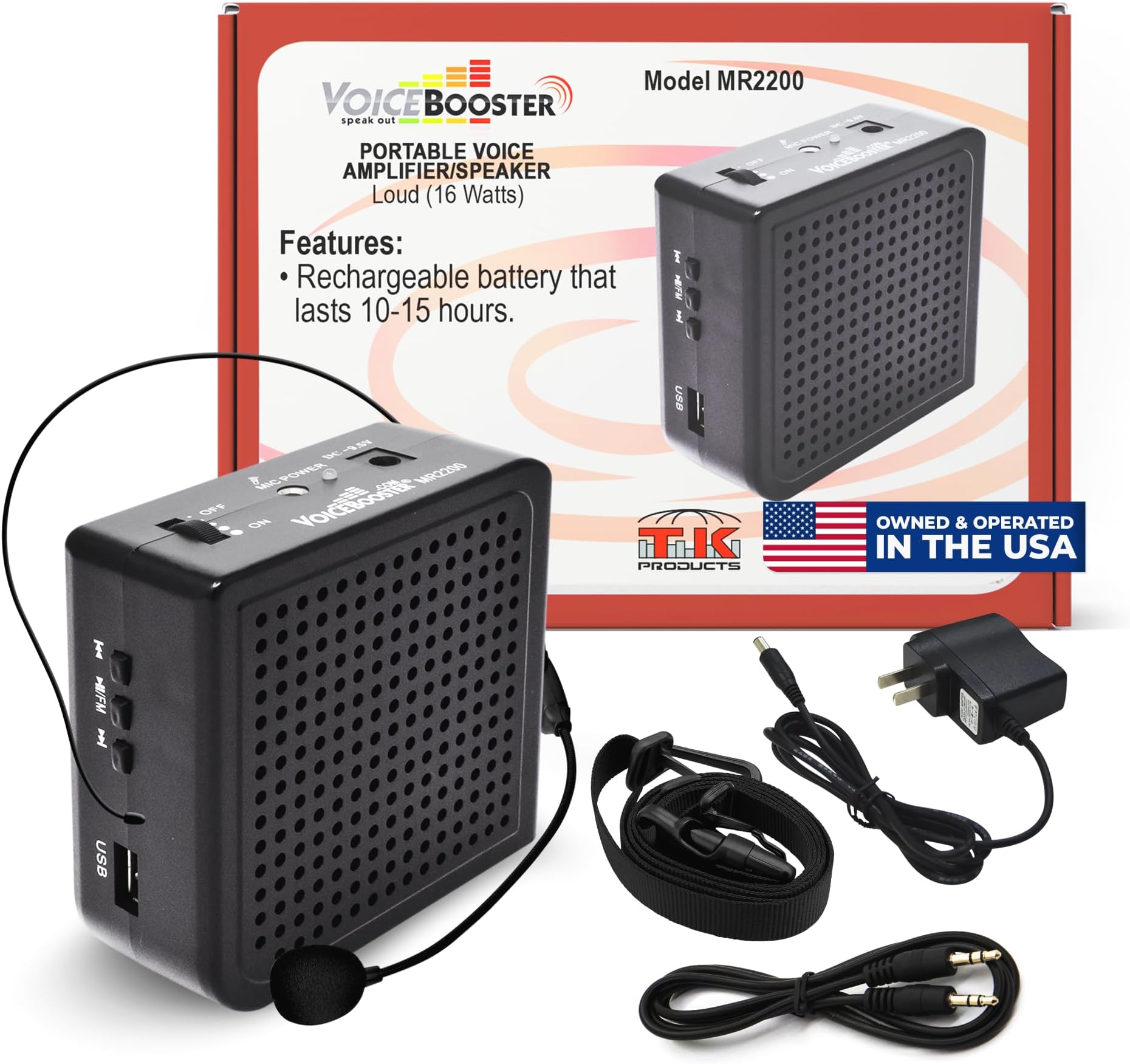 VoiceBooster Voice Amplifier & Mp3 Player MR2200 by TK Products (Black)