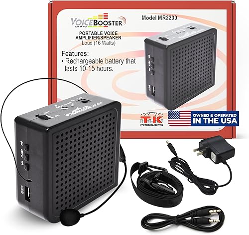 Vista 30 de Voicebooster Speak Out Amplificador de voz personal – Altavoz portátil recargable con micrófono con cable para profesores, guía turístico
