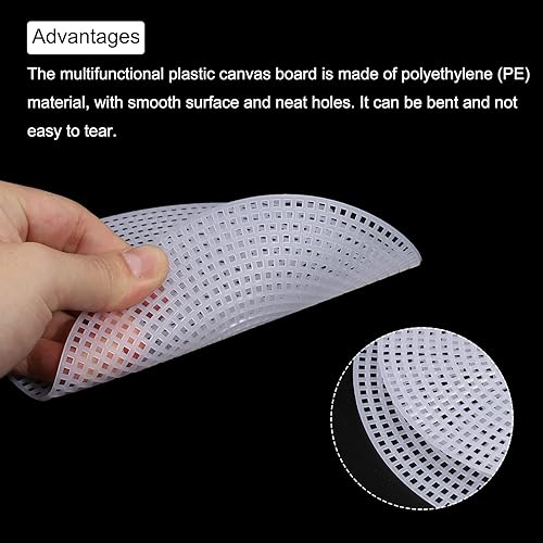 Miniatura 4 de MECCANIXITY Hoja de lona de malla de plástico de 5.8 pulgadas, lona redonda blanca en blanco para bordar, malla de ganchillo de punto, paquete de 10