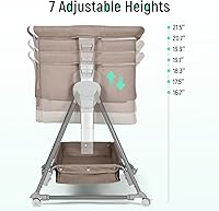 Vista 4 de Cowiewie Moisés Junto a la Cama, Moisés para Bebé con 7 Alturas Ajustables, Moisés Junto a la Cama para Bebé con Almacenamiento, Malla Transpirable