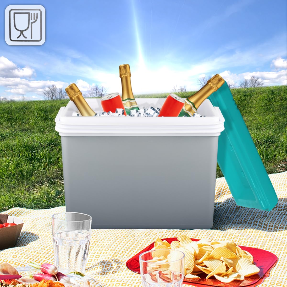 Kühlbox Isolierbox Kühltasche Camping Thermobox Isoliertasche Grau