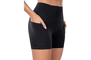 oalka Womens Yoga Shorts with High Waist and Side Pockets