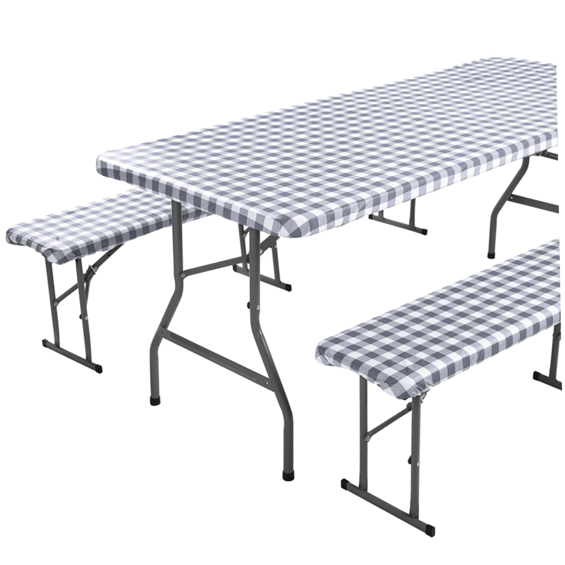 Couverture de table de pique-nique avec banc en PVC gris