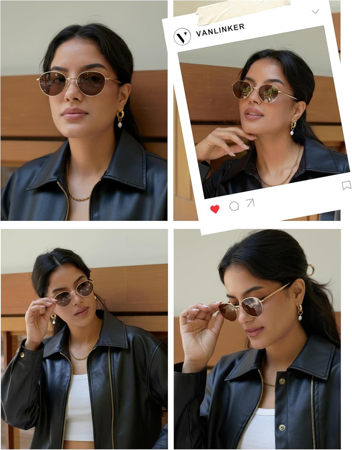 VANLINKER Small Polarized Sunglasses for Women Men Retro Round Metal Frame Classic Hippie Circle Shades VL9880 - Image 2