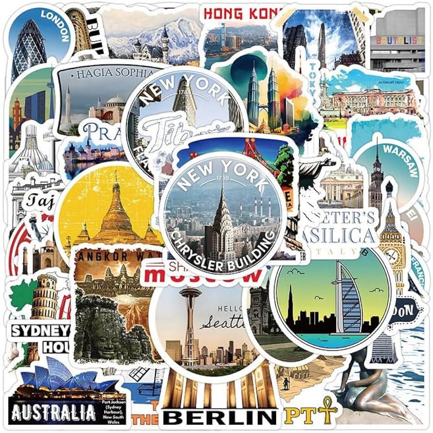 Amazon.co.jp: 50枚 ステッカー 世界遺産 海外旅行 旅行 ランドマーク
