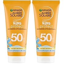 Garnier Ambre Solaire Kids Protect Latte SPF50+ 100ml – Resistente all’acqua e alla sabbia – Approvato da Cruelty-Free International (Confezione da 2)