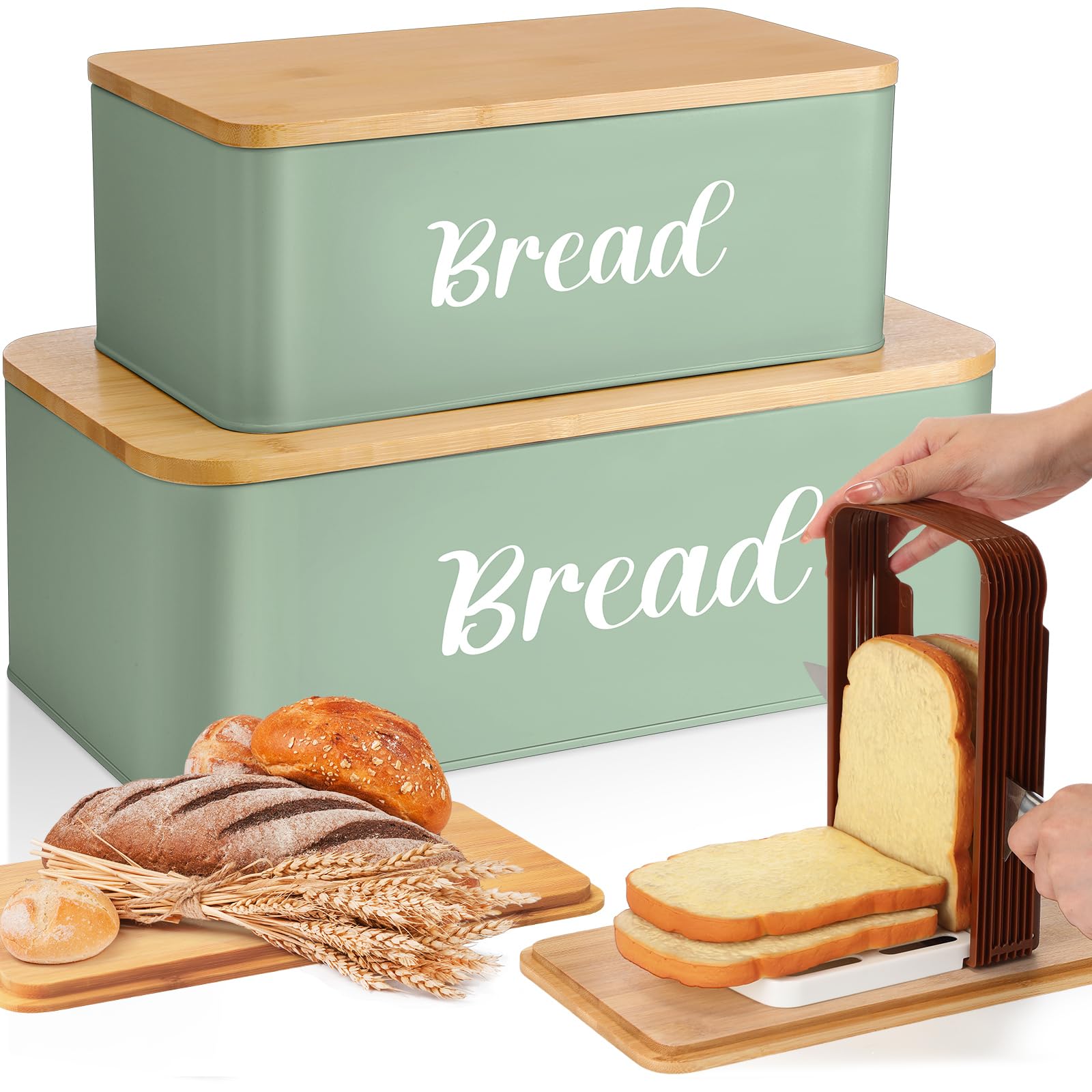 Amazon.com: Teenyyou 2 Pcs Extra Large Bread Box with Slicer