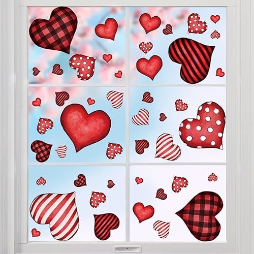 Miniatura 4 de Adhesivo adhesivo para ventana de corazón para el día de San Valentín, calcomanías de pared en forma de corazón para dormitorio, sala de estar,