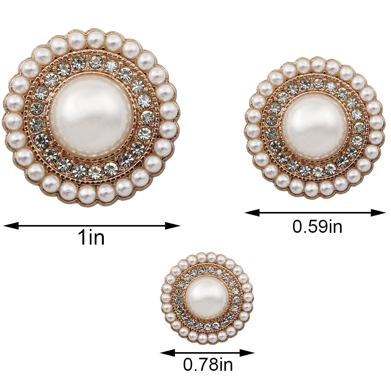 Amazon.com: XGNG 16PCS Gold Diamond-Encrusted Pearl Buttons Metal