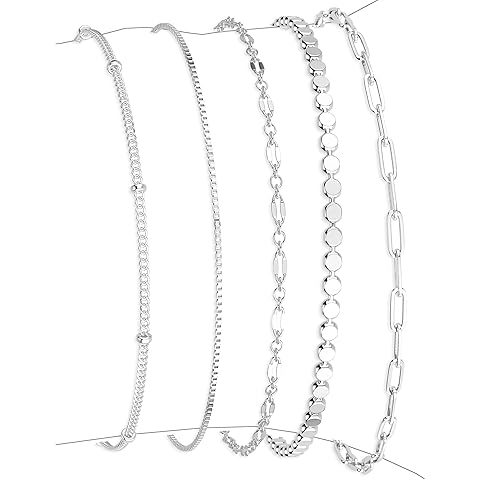 MBW Silver Plated Bracelets for Women, Dainty Silver Bracelets for Women Set Bracelet Stack Waterproof Jewelry for Women Trendy Minimalist Simple Small Thin Bracelet Set for Women Teen Gift