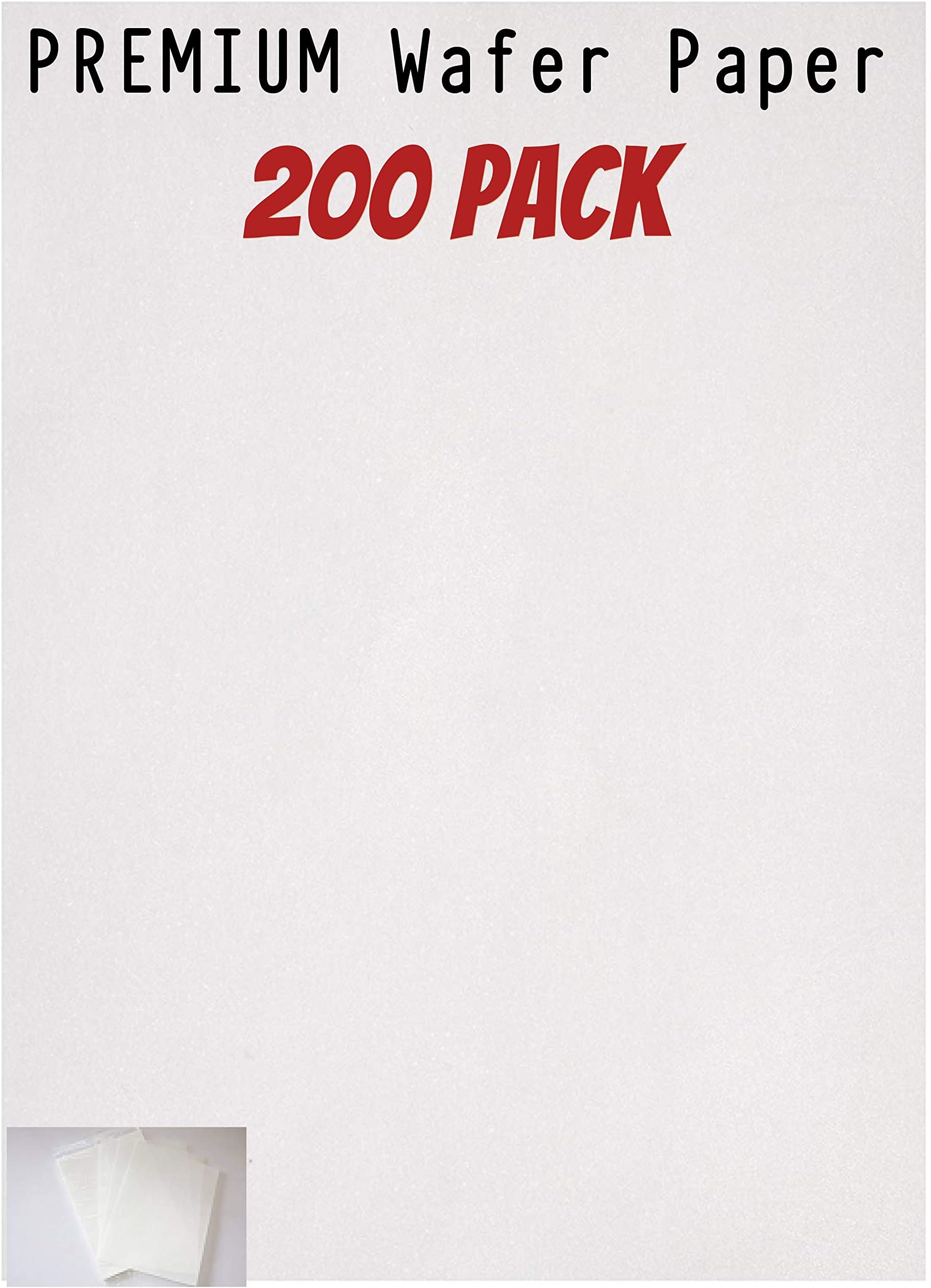 200 Count PREMIUM Wafer Paper, edible paper for cakes 8.5 x 11 Inch,