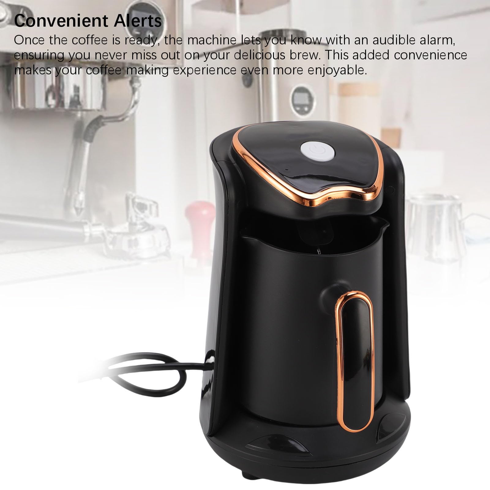 Bewinner Türkische Kaffee Maschine, 600W Elektrische Türkische Kaffee Maschine, ABS, Intelligentes Überlauf Verhinderung System, 4 Tassen Anti-Überlauf-Anti-Trocken Verbrennungs-tragbare (EU