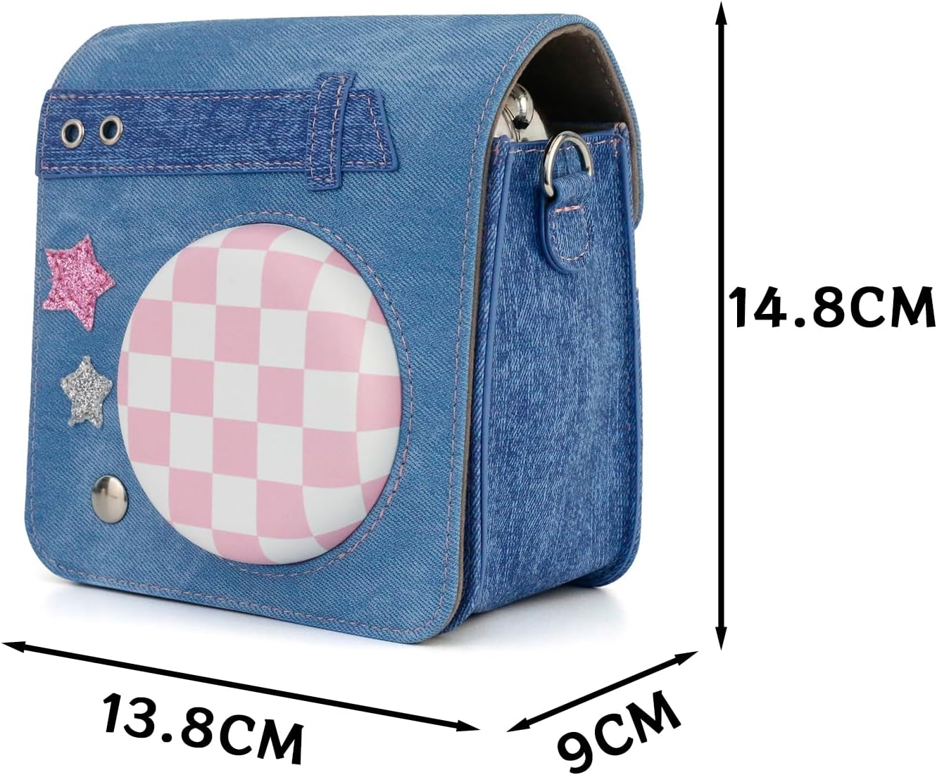 Sweetheart Denim Camera Bag Compatible with Fujifilm Instax Mini SE/7+/7c/7s, Camera Case with Adjustable Shoulder Strap image 2