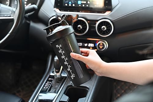 Miniatura 4 de Fox Run Botella mezcladora, botella agitadora de 20 onzas con batidor de bola de acero inoxidable y medidas