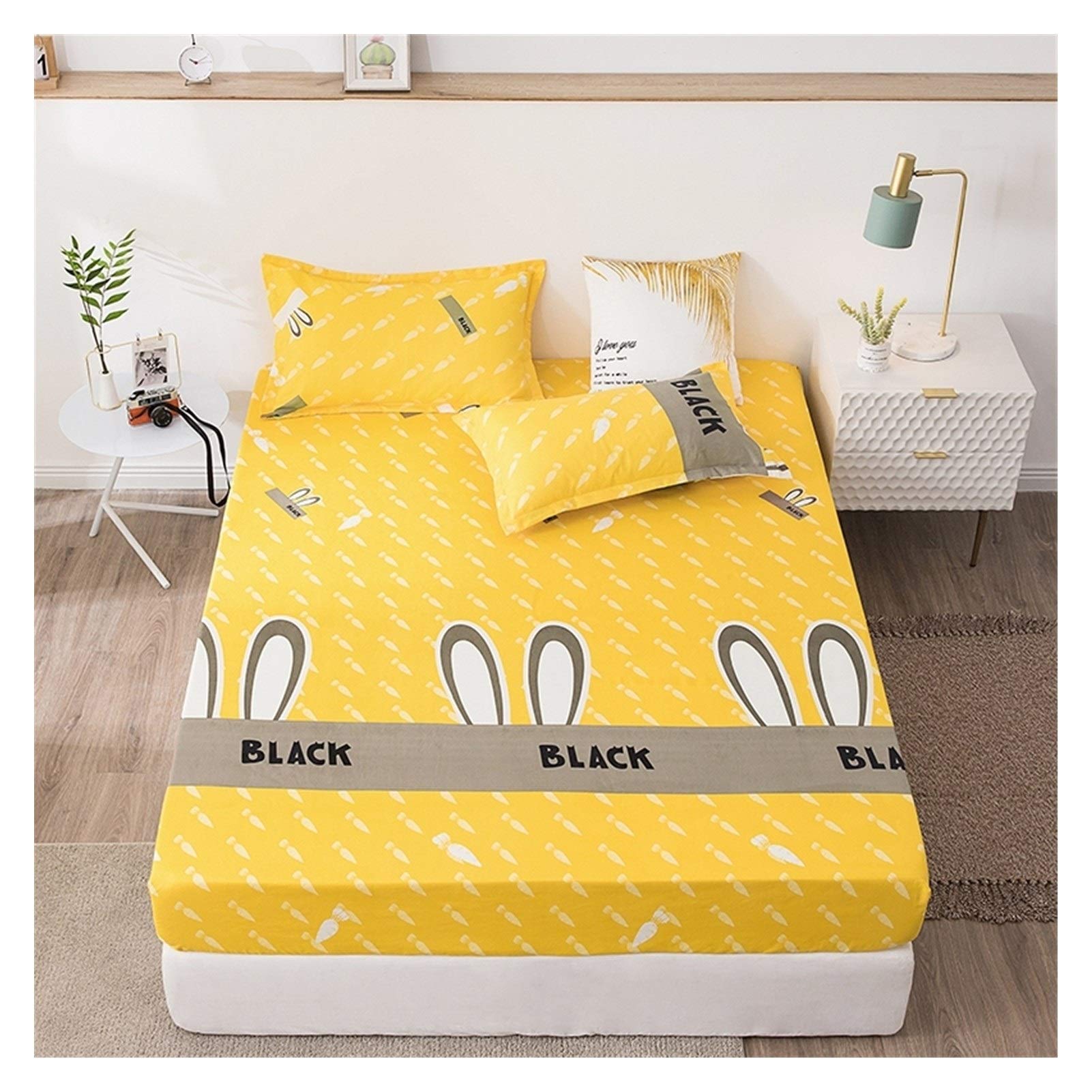 MOLUObed sheets 1 Piece Of 100% Polyester Fiber Printed Bed Sheet Mattress Cover With Elastic Band At Four Corners (no Pillowcase) (Color : L, Size : 160cmX200cm20cm)