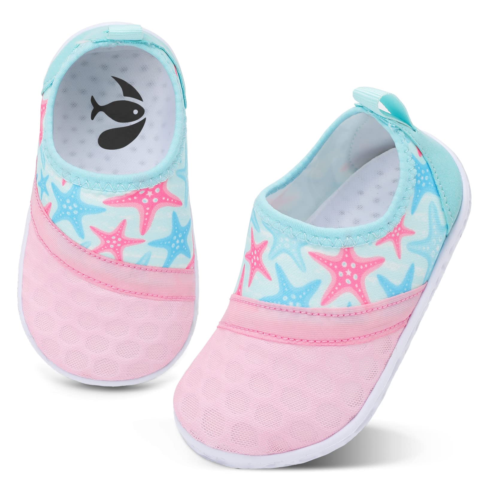 shopUAL Toddler Water Shoes Kids Girls Boys Beach Aqua Socks Skin Barefoot Walking Water Shoes Quick Dry Non-Slip Breathable Swim Pool Surf