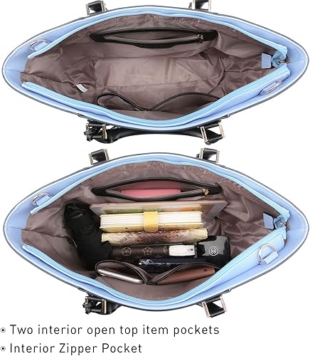 Miniatura 5 de DASEIN - Bolsa de mano para mujer, bolsa tipo bandolera, asa superior, bolsa plana para trabajar