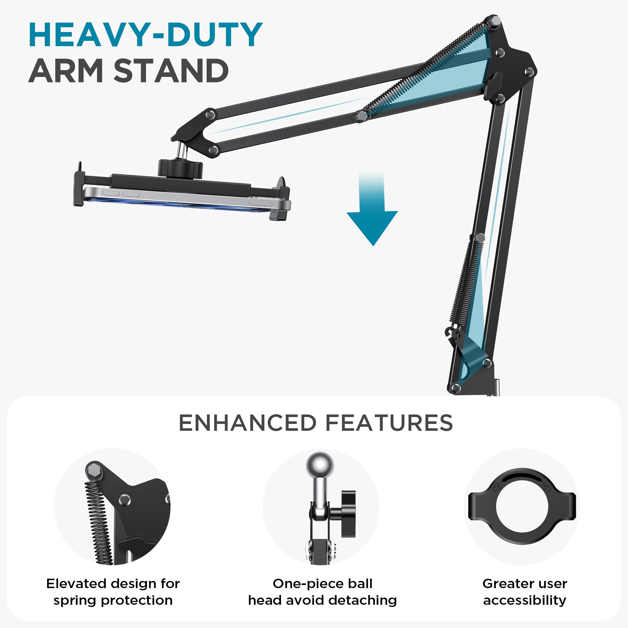 InnoGear Soporte de suelo para tableta, soporte ajustable para teléfono, soporte universal compatible con iPhone, iPad Pro Air Mini, Samsung Tab, Kindle, lectores electrónicos, grande