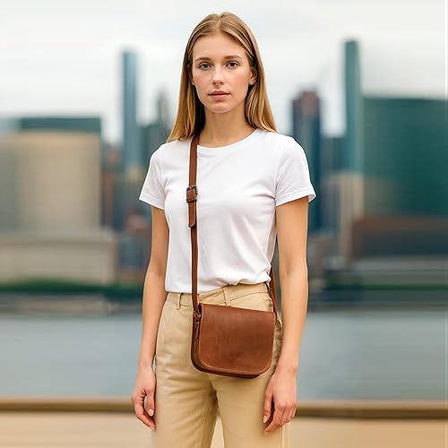 Miniatura 8 de cuero 7 pulgadas pequeño hecho a mano Crossbody hombro cuero genuino iPadTablet Vintage Messenger Bag para 6.5 pulgadas iPad pro para mujeres hombres