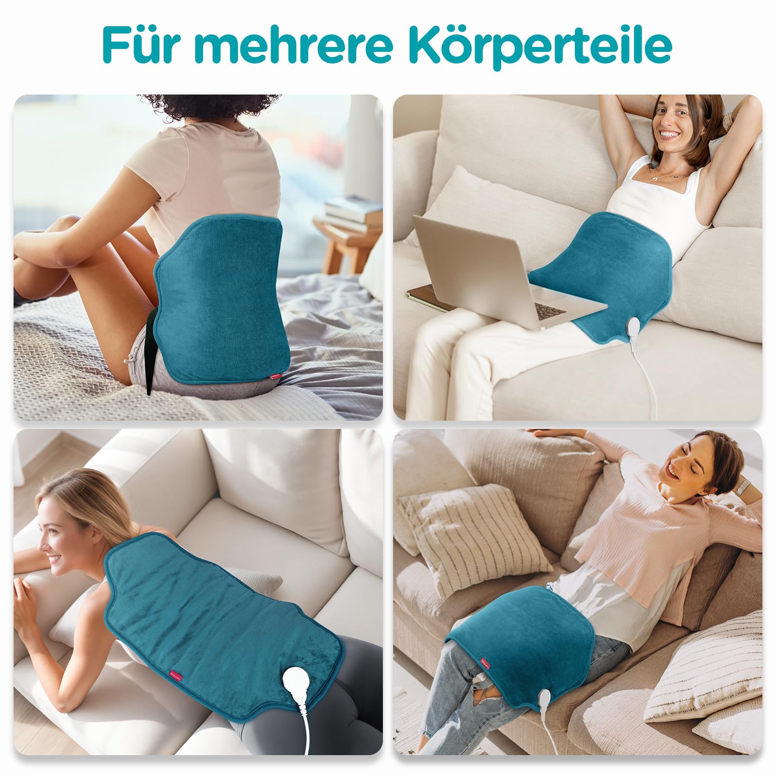 Comfytemp Großes Heizkissen für Rücken mit 9 Wärmestufen 0,5-9h Abschaltautomatik, 39x61cm Elektrisches Rückenwärmer Wärmegürtel Heizgürtel Wärmekissen Maschinenwaschbar（Max. Tailleumfang: 120 cm）