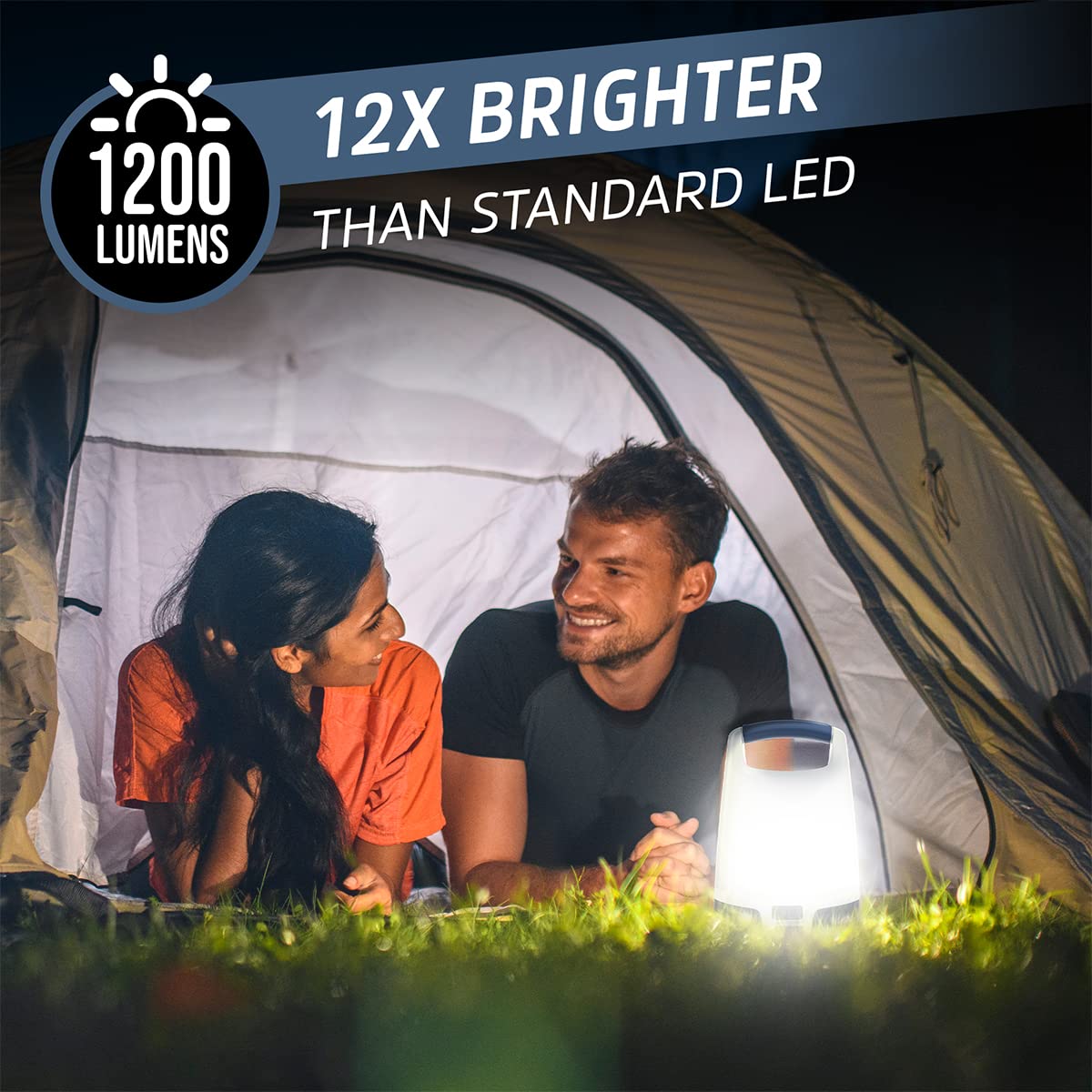Energizer Lanterna LED multicolore intelligente, lanterna ricaricabile da 1200 lumen, luce notturna per interni ed esterni e lanterna da campeggio, luce a 360 gradi (USB inclusa)