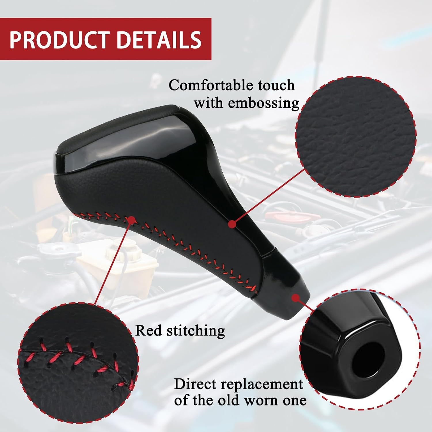TQPONLY Automatic Gear Shift Lever Shifter Knob,Compatible with 2012-2023 Toyota 4Runner TRD Pro,2014-2021 Tundra TRD Pro Accessories Gear Handle Button (Glossy Black)