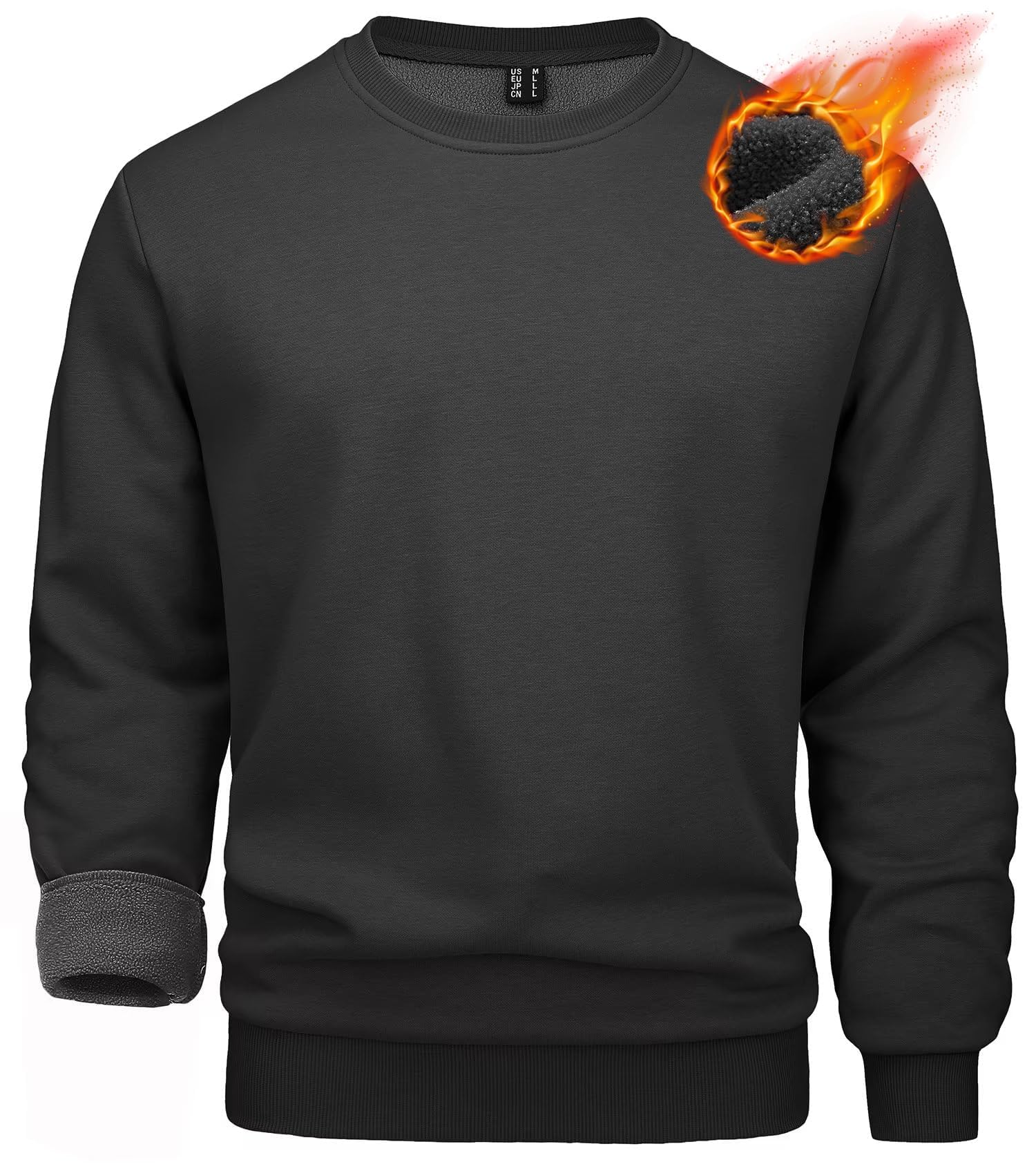 MAGCOMSEN Pullover Herren Warm Winter Gefütterte Sweatshirts Fleece Sweater | Rundhals Pulli, Ohne Kapuze, Hochwertiger Fleece-Futter,Warm Weich, Langarm Für Winter Herbst Arbeit&Outdoor Sport&Freizeit