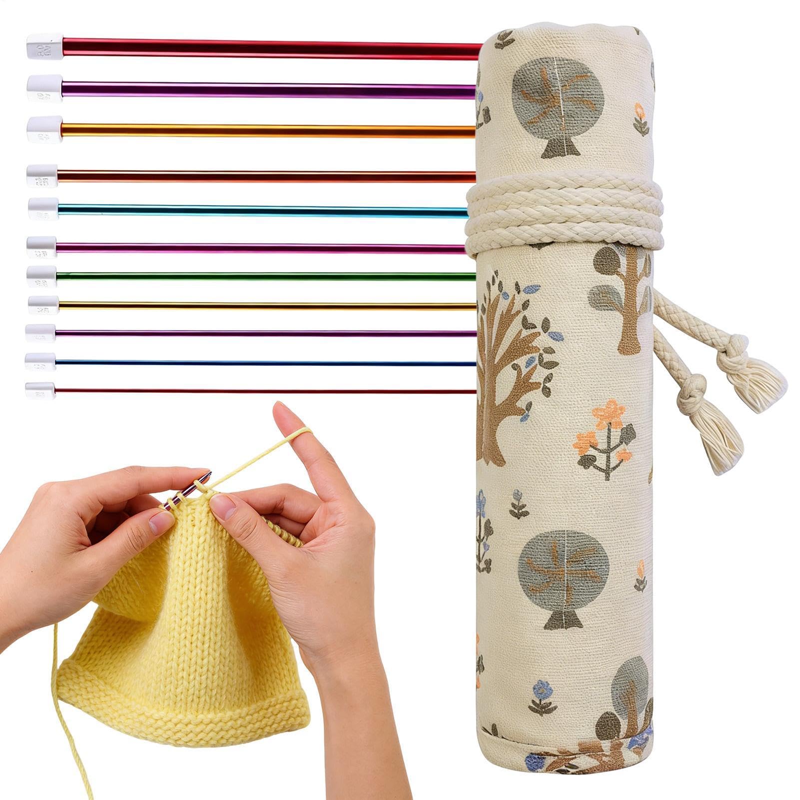 Set de ganchillo ergonómico con agujas multicolor para tejer hilos y lanas 8