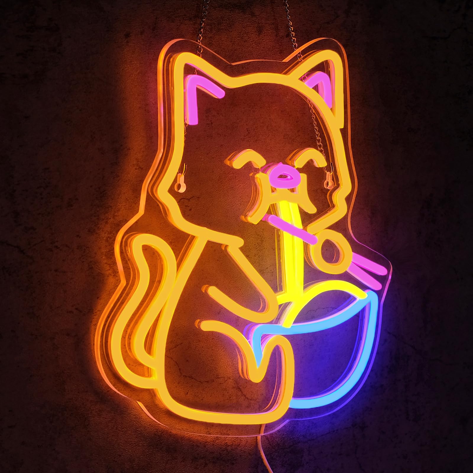 Amazon.co.jp: Virlusy Cat ラーメン ネオンサイン 壁の装飾用