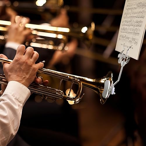 Miniatura 9 de EXCEART Clarinete titular de la música, trombón trombón clip de partitura Lyre, metal plateado, estilo moderno, llave de instrumento C