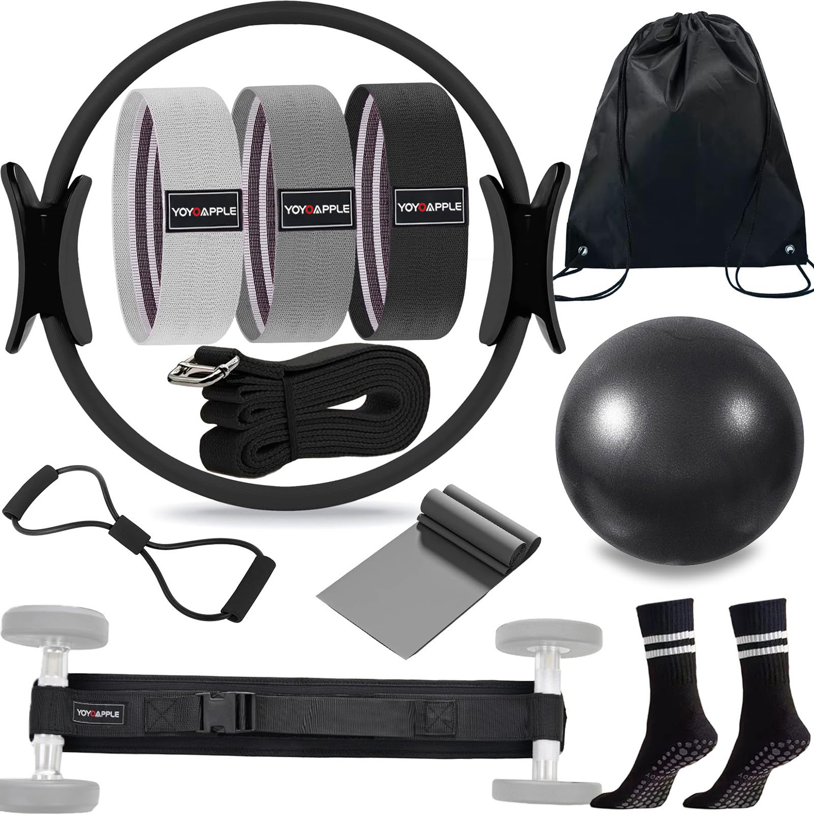 Pilates-Set für zu Hause, 11-teiliges Pilates-Set für Zuhause, Pilates-Set für Heimtraining, Damen, Pilates-Ball und Ring-Set, Pilates-Zubehör für Heimtraining