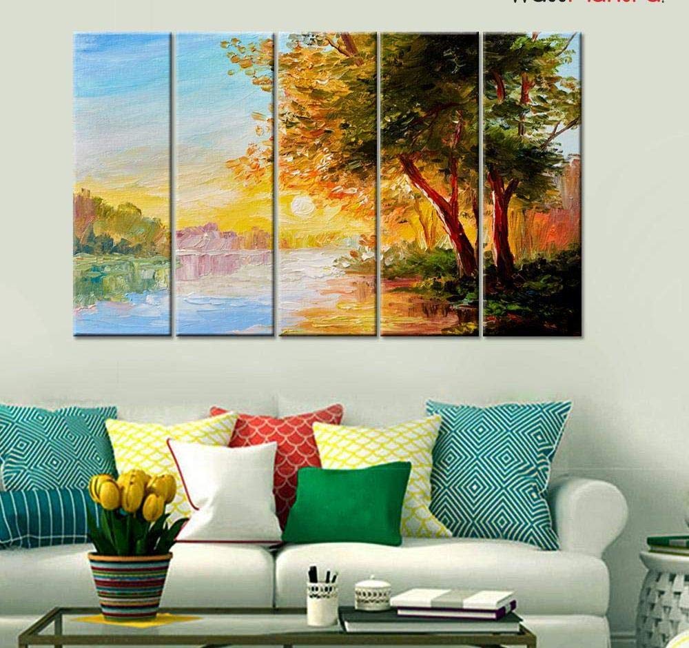 wallmantra Beautiful Sunrise Scenery 5 Pieces Canvas Print Wall