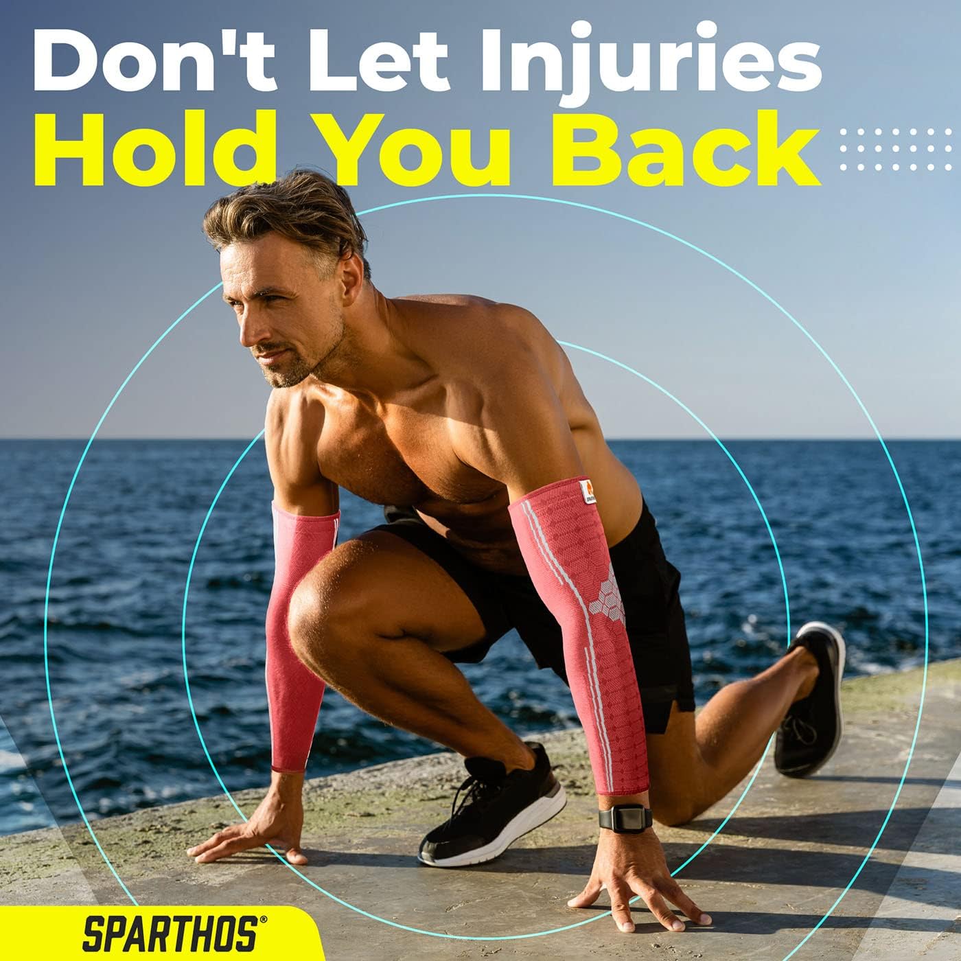 Sparthos Arm Compression Sleeves - Aid in Recovery and Support Active Lifestyle - Innovative Breathable Elastic Blend