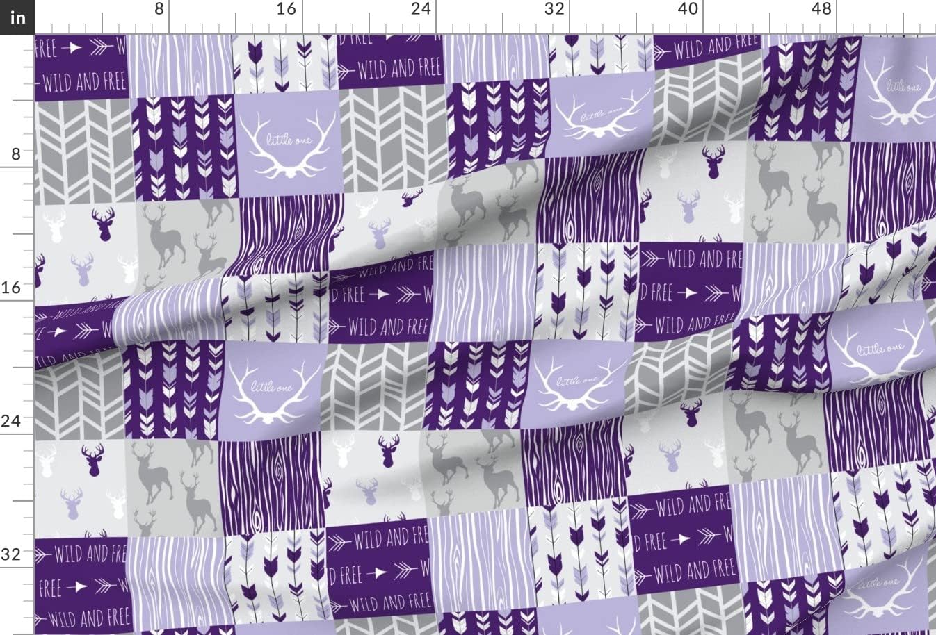 Spoonflower Fabric - Deer Cheater Quilt Wild and Free Little One Gray Purple Buck Antlers Printed on Minky Fabric by The Yard - Sewing Baby Blankets Quilt Backing Plush